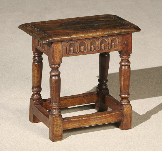 Appraisal: Two James II Style Oak Joint Stools The First Predominantly