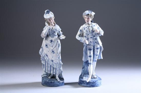 Appraisal: PAIR CONTINENTAL BLUE AND WHITE PORCELAIN FIGURES early th century