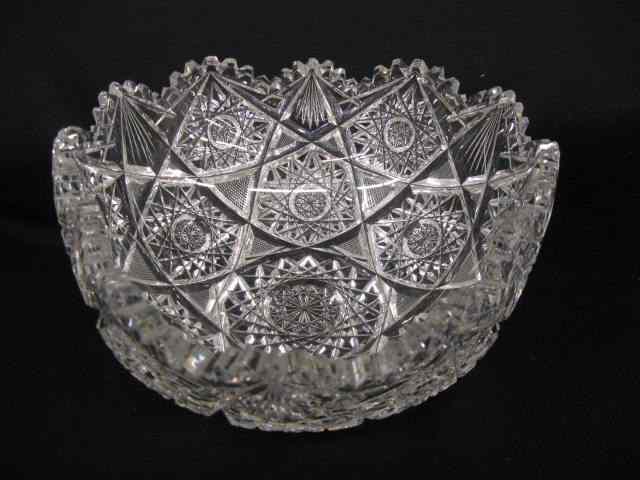 Appraisal: Cut Glass Bowl unusual triangular shape outstanding overall cutwork ''