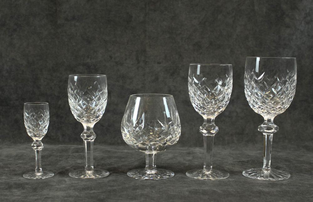 Appraisal: WATERFORD IRISH CUT CRYSTAL STEMWARE SET Powerscourt pattern brandy glasses