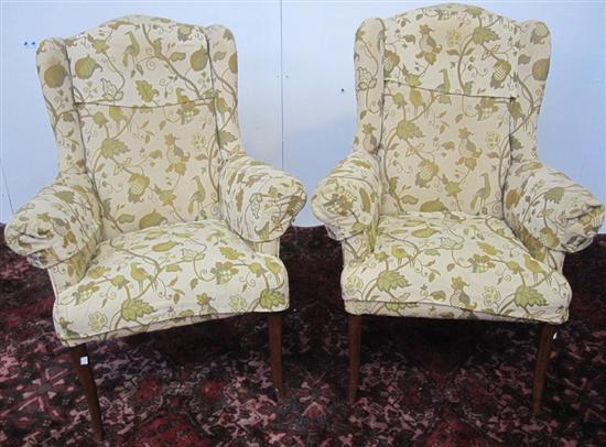 Appraisal: PAIR OF WING CHAIRS th C fireside wing back chairs