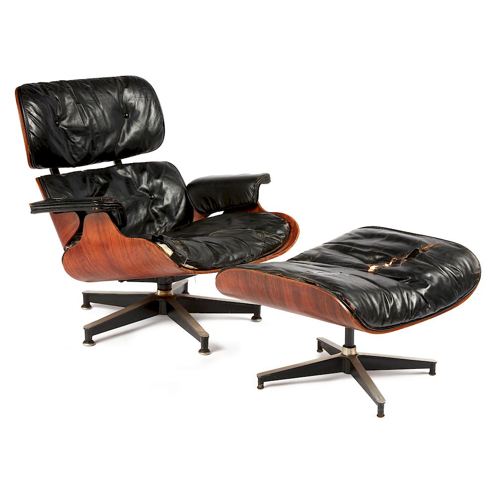 Appraisal: Eames Lounge Chair and Ottoman Eames lounge chair with padded