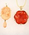 Appraisal: PENDANTS - Two antique pendants one a coral cameo in