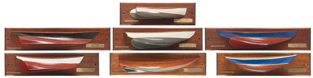 Appraisal: COLLECTION OF SEVEN MOUNTED HALF HULLS MODELS BY STAN GOULD