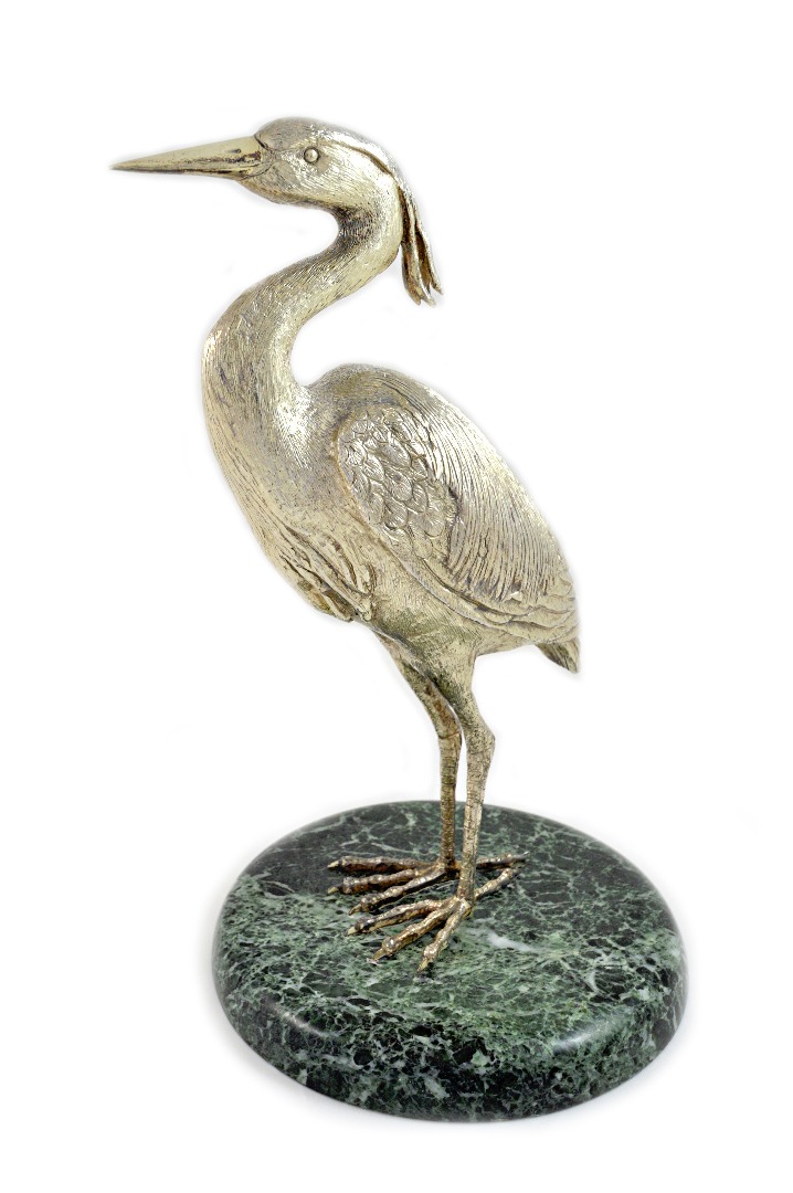 Appraisal: Garrard Company 'Blue Heron' a cast silver figure of a