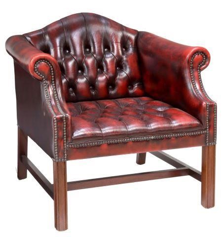 Appraisal: English Chippendale style armchair late th c in oxblood leather