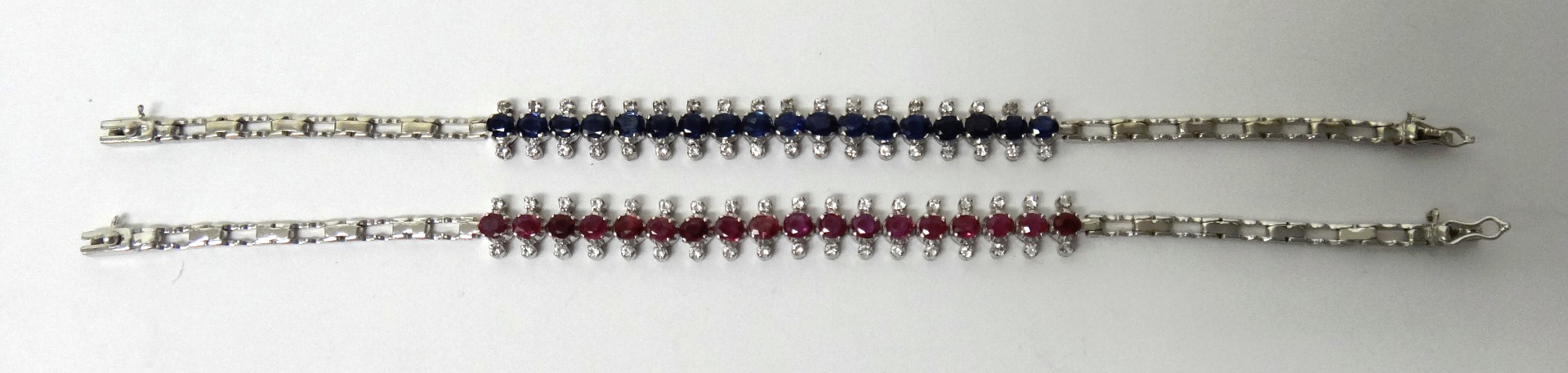 Appraisal: A ruby and colourless gem set bracelet mounted with a