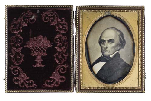 Appraisal: CASED IMAGE Quarter-plate daguerreotype of Daniel Webster after a painting