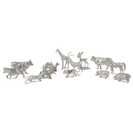 Appraisal: Group of Thirteen Continental Silver Small Figures of Animals Estimate