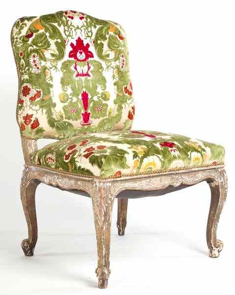 Appraisal: Italian Carved and Upholstered Side Chair th century deep seated