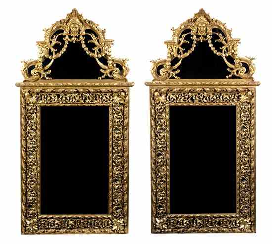 Appraisal: A Pair of Louis XVI Style Giltwood Pier Mirrors each