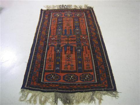 Appraisal: ORIENTAL RED BLUE BROWNISH RUG ' x '