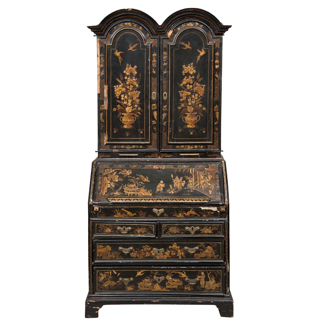 Appraisal: George II Style Japanned Bureau Bookcase th Century In two