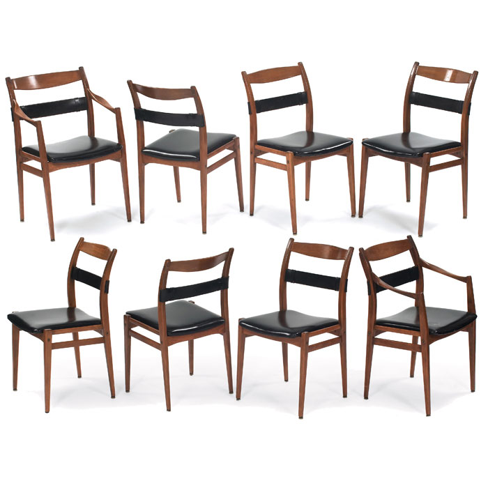 Appraisal: Danish Modern dining chairs set of maker unknown walnut frames