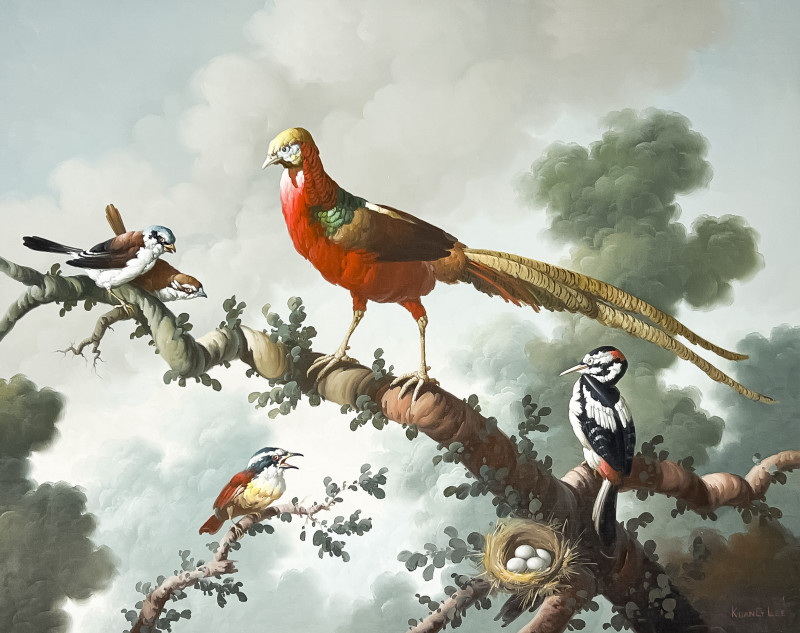 Appraisal: Kuang LeeChinese b Untitled Chinese Golden Pheasant and Birds oil