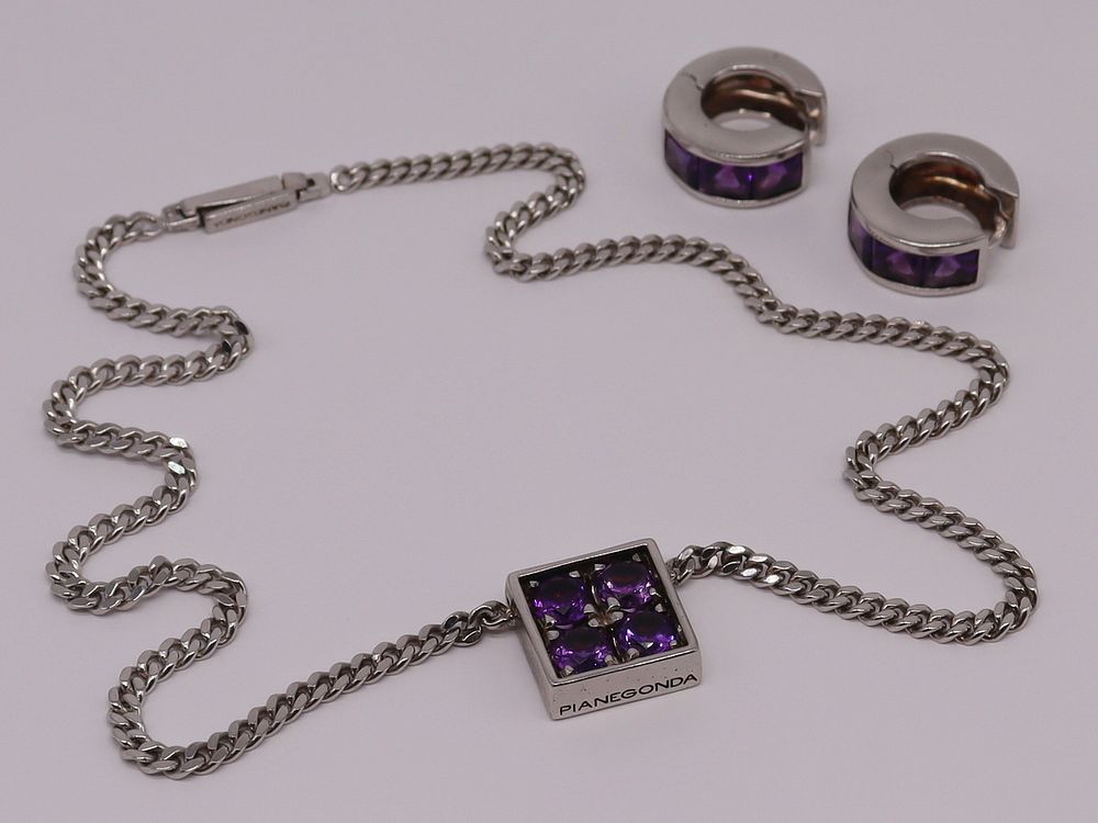 Appraisal: JEWELRY Contemporary Amethyst Jewelry Grouping Includes a pair of Italian