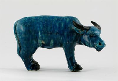 Appraisal: A Chinese turquoise-glazed model of a standing water buffalo his