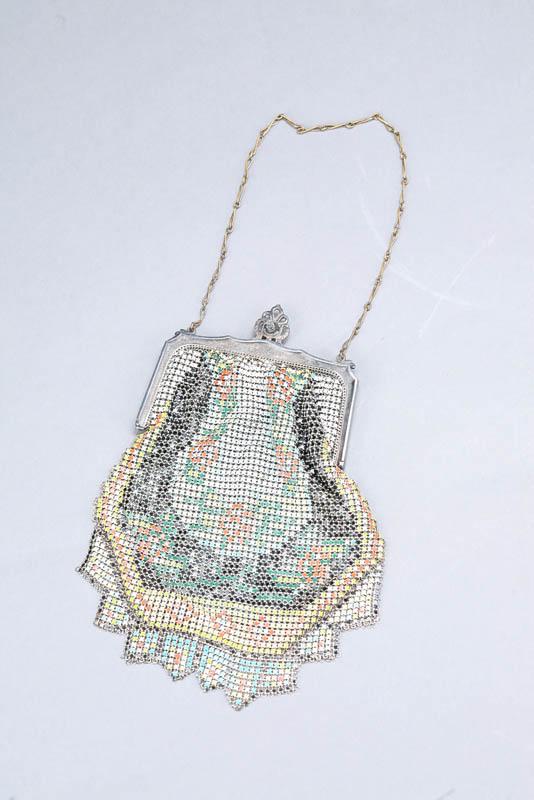 Appraisal: ENAMELED MESH PURSE Marked Whiting and Davis Colors include apple