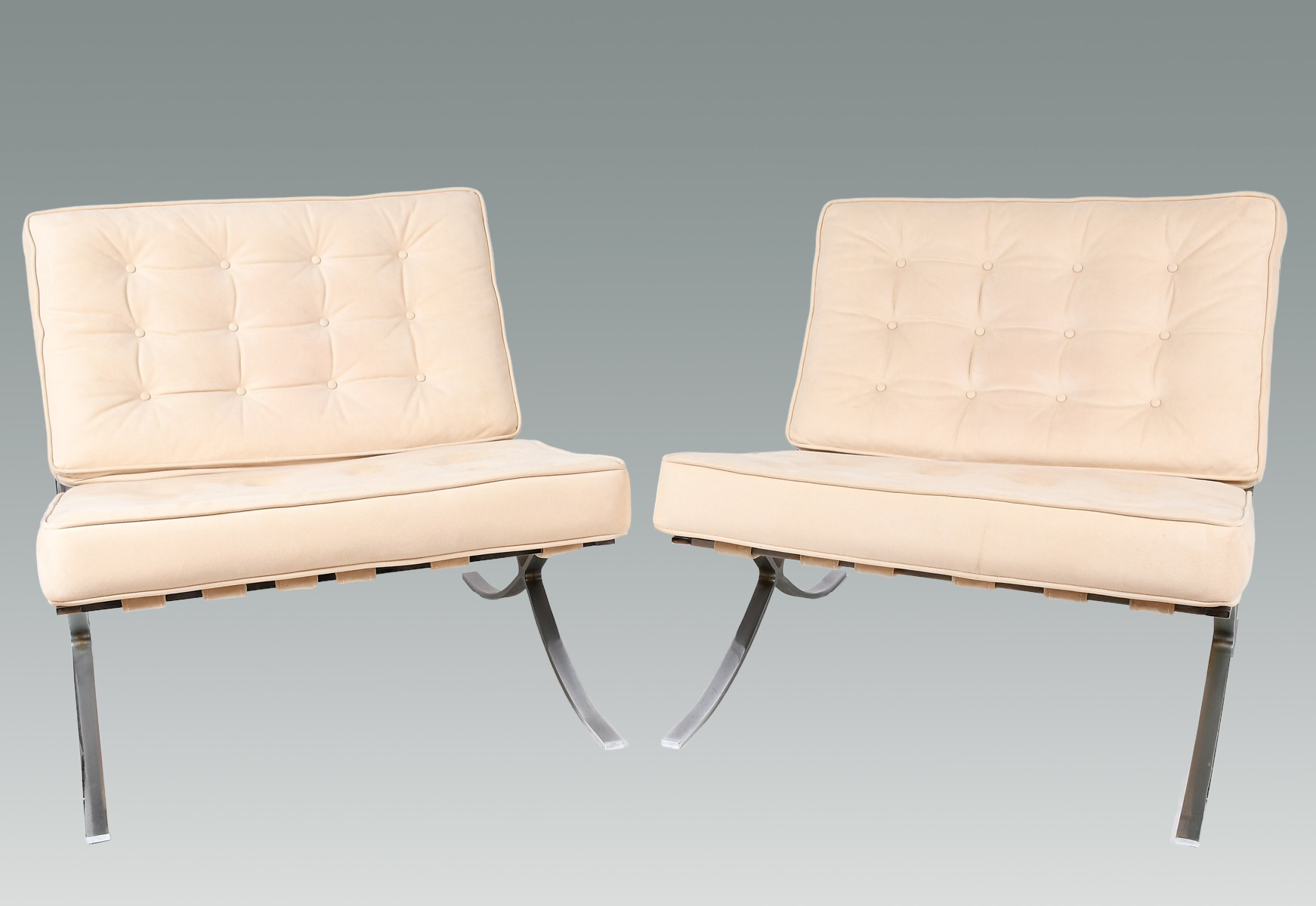 Appraisal: MID-CENTURY MODERN BARCELONA LOUNGE CHAIRS Mid-Century Knoll style ''Barcelona'' Lounge