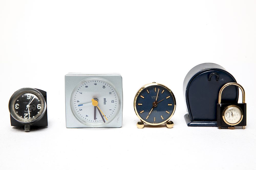 Appraisal: Group of Travel Alarm Clocks Group of small clocks two