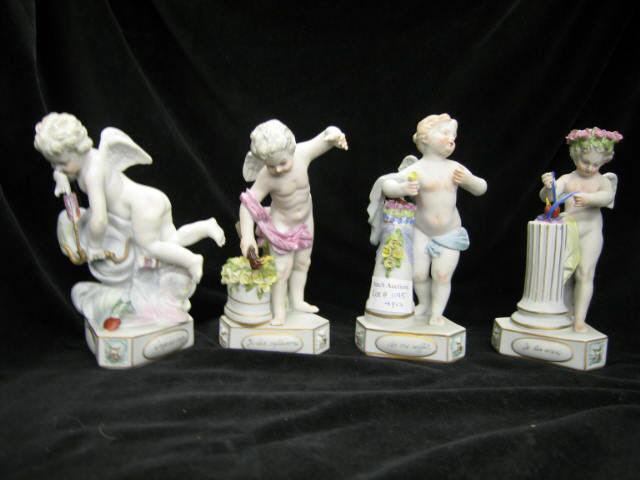 Appraisal: German Porcelain Cherub Figurines Labors of Cupid bisque finish tall