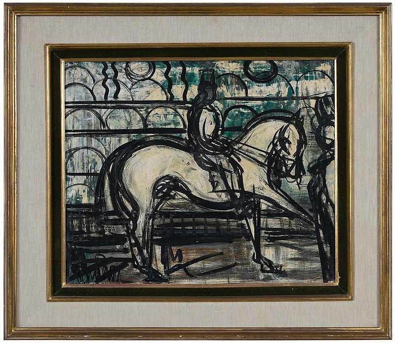 Appraisal: French School Painting mid th century Le Cheval Cirque signed