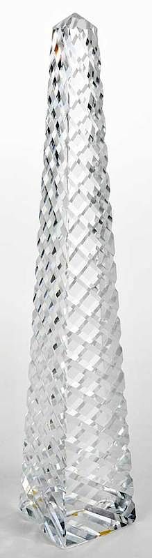 Appraisal: Tiffany Co Cut Glass Obelisk late th century spiral cut