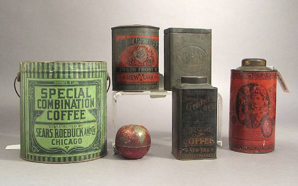 Appraisal: Accumulation of Coffee Tin Lithographed Tins Colorful Victorian tins comprising