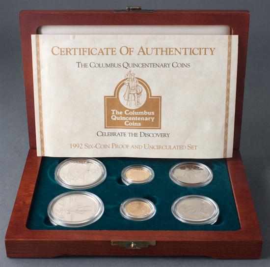 Appraisal: United States Columbus Quincentenary gold and silver six-coin proof and