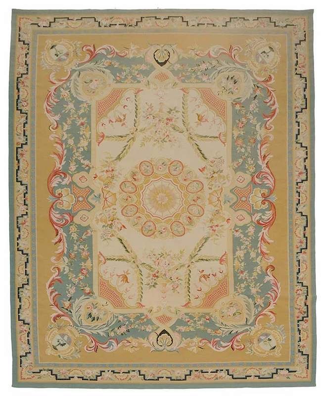 Appraisal: Aubusson Style Tapestry Rug th century floral swags and acanthus