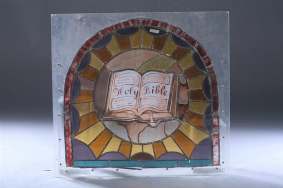 Appraisal: AMERICAN STAINED GLASS CHURCH WINDOW PANEL th century Depicting The