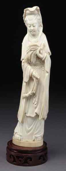 Appraisal: Chinese carved ivory lady International buyers should note that several