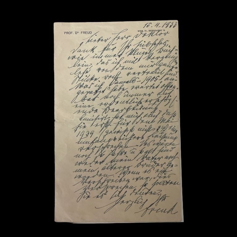 Appraisal: Sigmund Freud Autograph Letter Letter by Sigmund Freud - Austrian