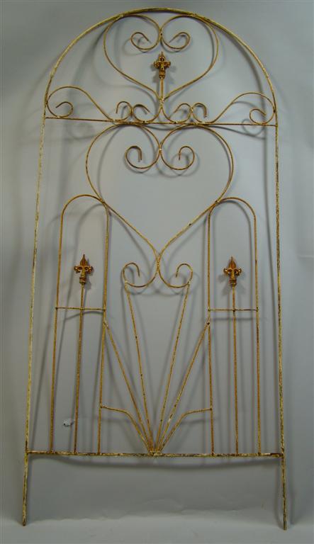 Appraisal: WHITE WROUGHT IRON TRELLIS of simple form with arched crest