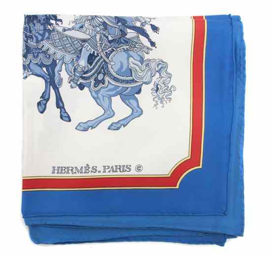 Appraisal: An Hermes Silk Scarf in a 'Carrousel' motif Labeled within