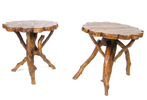 Appraisal: A pair of root tables height in diameter in