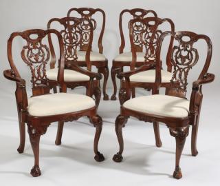 Appraisal: Chippendale style arm and side chairs Set of six Chippendale