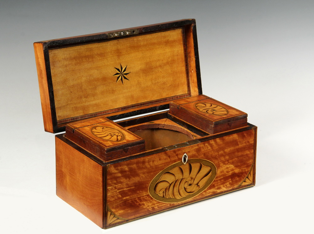 Appraisal: TEA CADDY - Very Choice English Satinwood Caddy fourth quarter