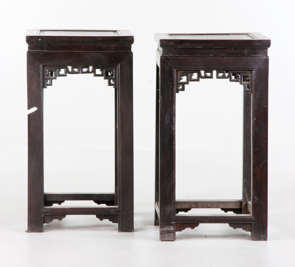 Appraisal: - Pair of Zitan Stands Pair of zitan stands h