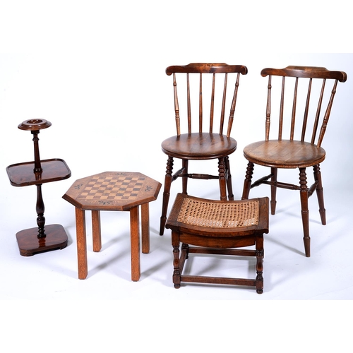 Appraisal: A pair of beech stick back chairs with round seat