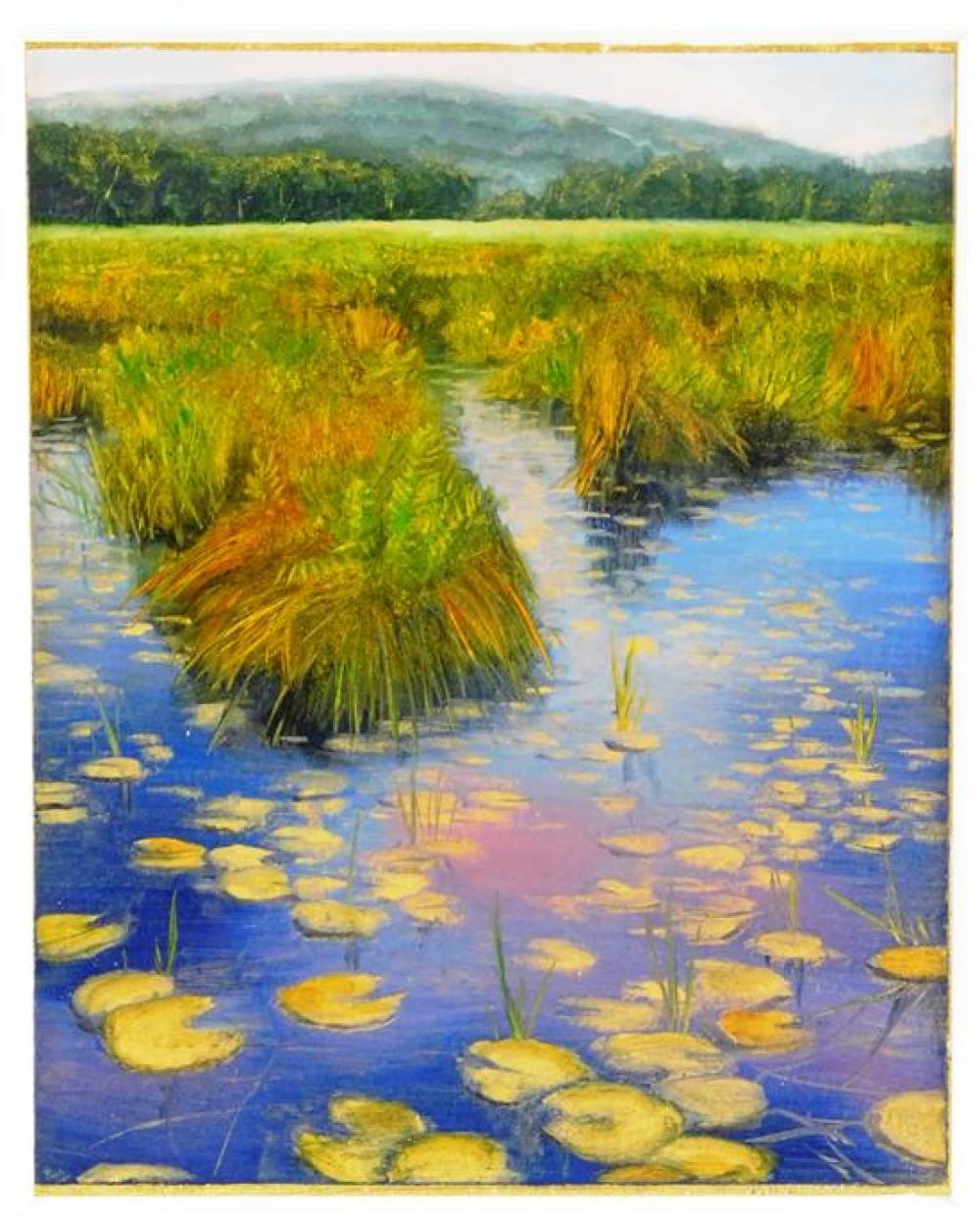 Appraisal: David Dunlop American st C Serpentine Lily Trail oil painting