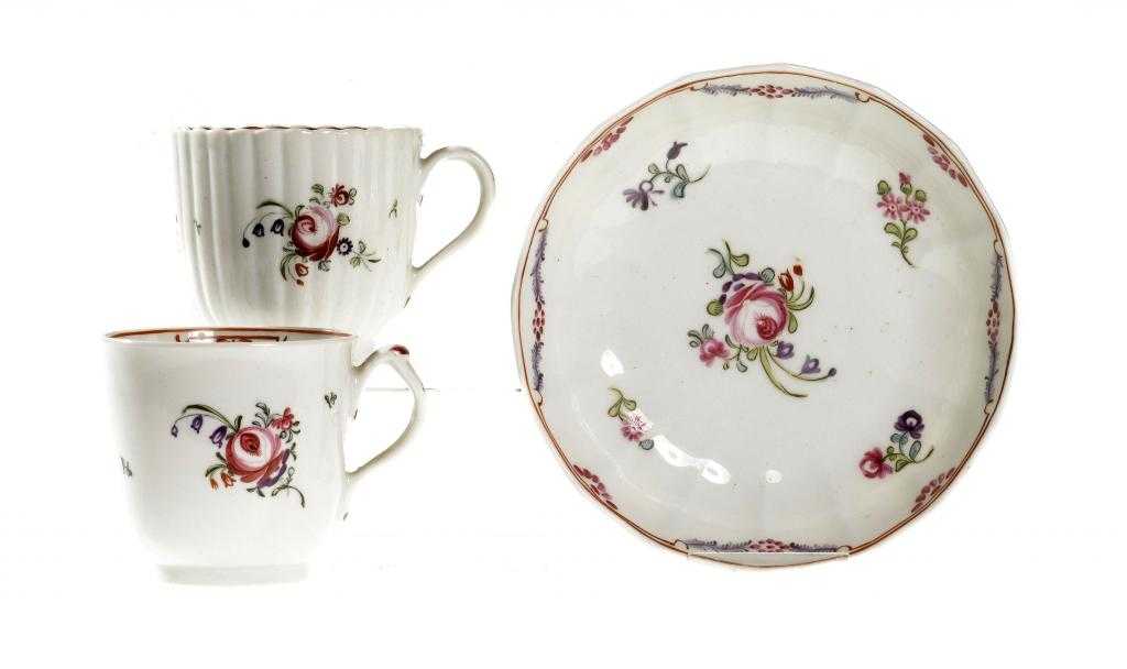 Appraisal: TWO NEW HALL COFFEE CUPS AND A SAUCER pattern of