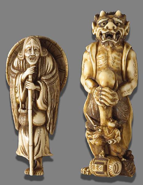 Appraisal: Two ivory figural studies The first a th Century figure