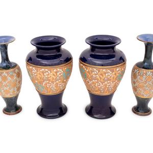 Appraisal: A Pair of Doulton Lambeth Stoneware Vases and A Pair