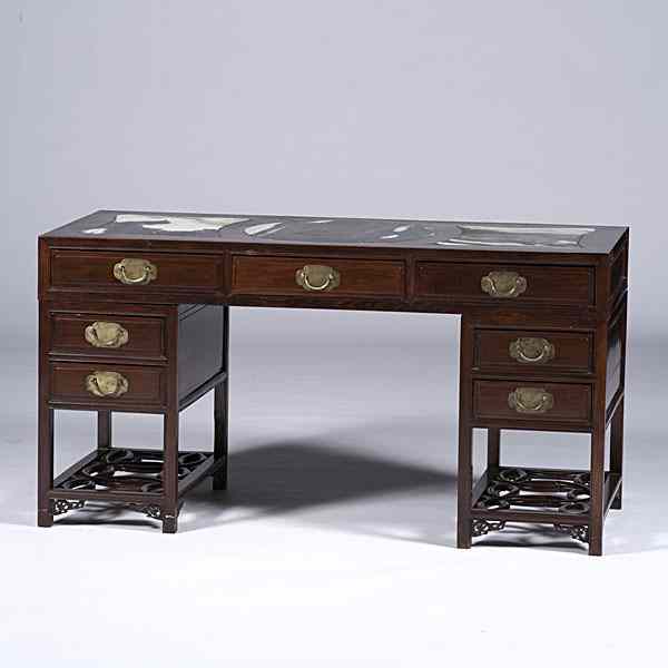 Appraisal: Chinese Mahogany Desk Chinese A mahogany desk in three parts