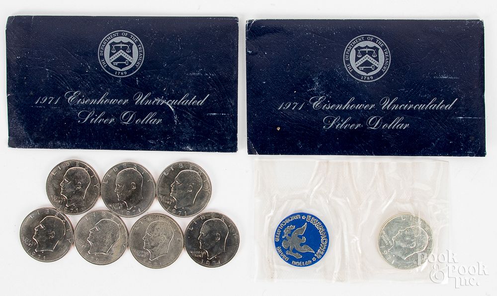 Appraisal: Ten Eisenhower silver dollars Ten Eisenhower silver dollars to include