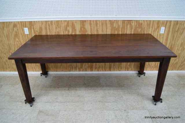 Appraisal: Exotic Hardwood Harvest Style Dining TableCreated from rough cut and