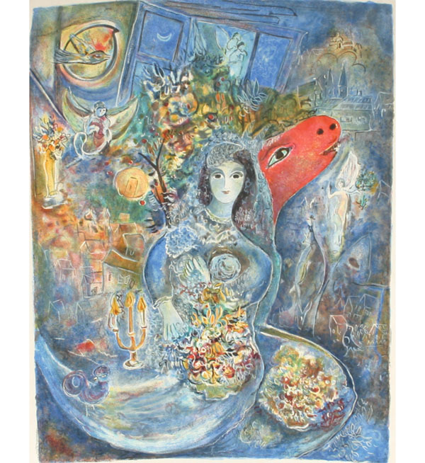 Appraisal: Marc Chagall The Bride color lithograph printed on rice paper