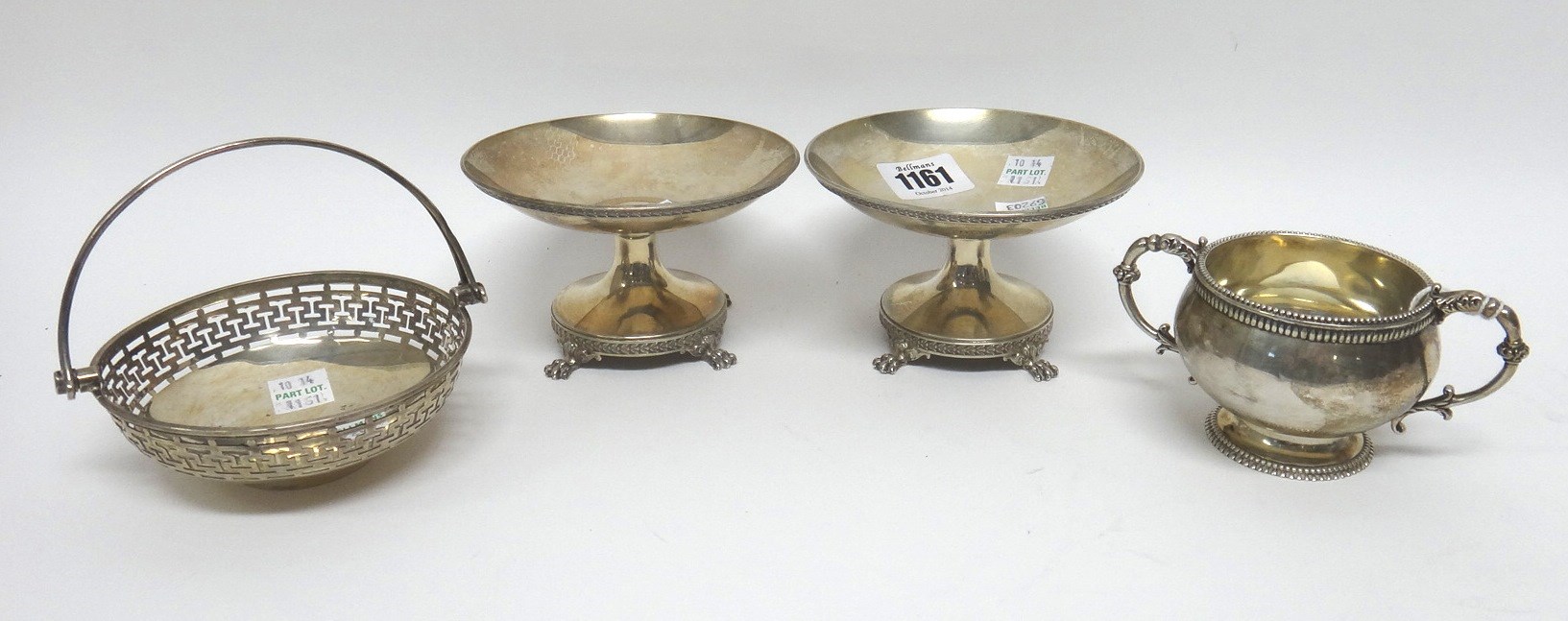 Appraisal: Silver comprising a pair of circular bonbon tazzae each decorated