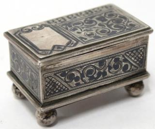 Appraisal: Tiny Georgian Russian Niello Silver Box -silver early th century